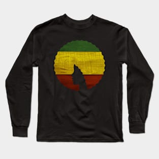 Afro Hair Woman with Rasta Colors, Black History Long Sleeve T-Shirt